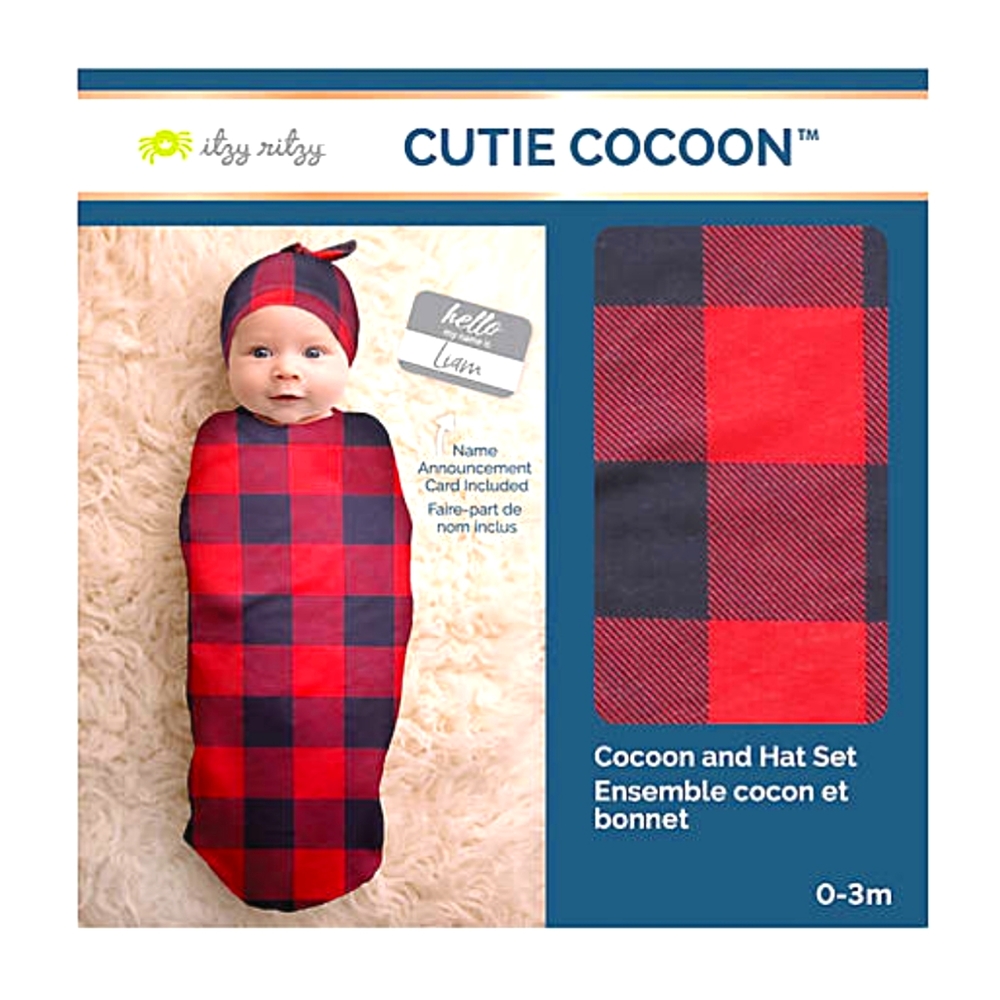 Itzy Ritzy Cutie Cocoon Baby Hat + Cocoon Swaddle Set 0-3M